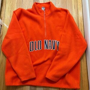 Vintage Old Navy Orange Quarter Zip Fleece Pullover Sweatshirt XXL